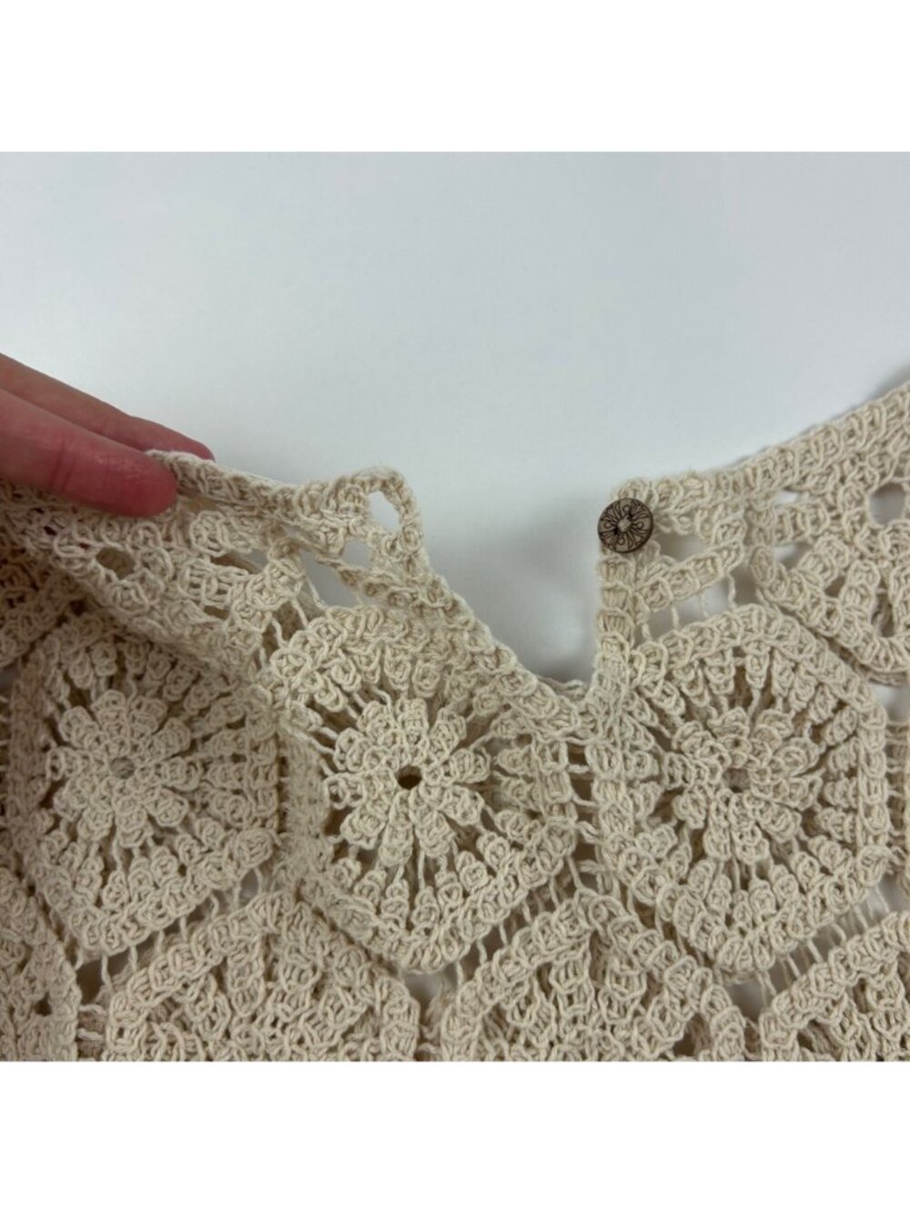 Solitaire Cream Crochet Bell Sleeve Pulloer Sweater XL - Picture 7 of 7